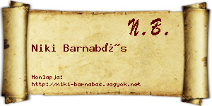 Niki Barnabás névjegykártya